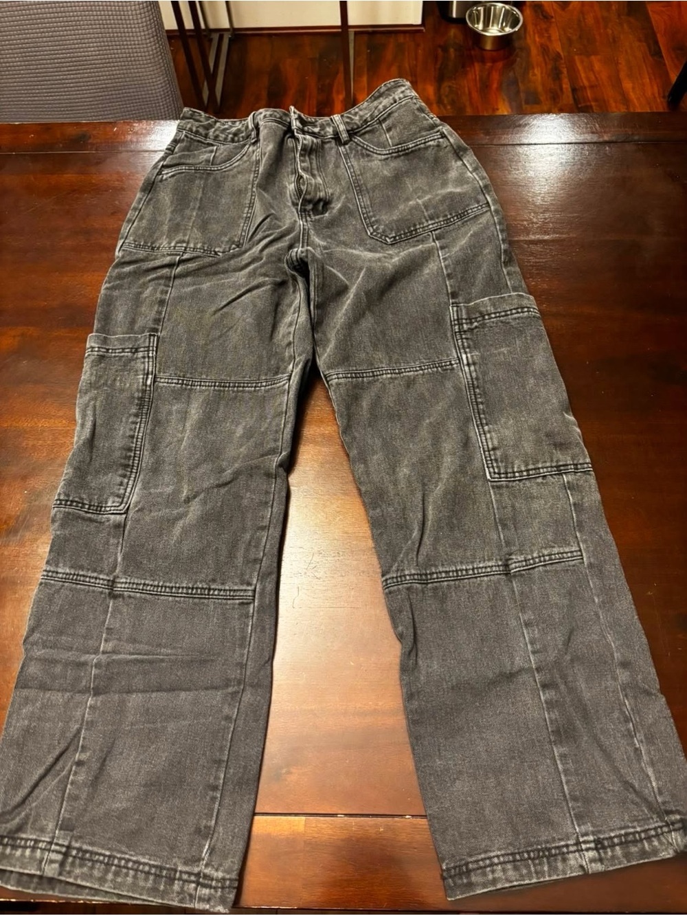 Angel Kiss Women's Washed Gray Cargo Pants